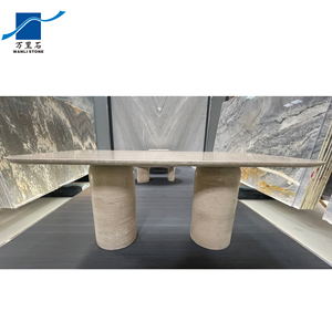 Op Maat Gemaakte Beige Travertijn Tafel Ronde Marmeren Eettafel Nordic Stenen Meubels Marmol Travertijn Eettafel - Product Image 5