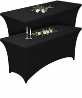 Nappe extensible noire en spandex TY de 6 pieds, universelle, ajustée, rectangulaire, pour mariage, salon professionnel, stand de vente