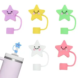 10mm PVC Smiling Stars Straw Tips Cover Reusable Lids Dust-proof 10mm Straw Plugs for Stanley Cup