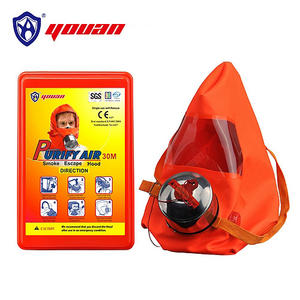 Capucha de escape de incendios desechable naranja estándar europeo con filtro de humo, material de goma - Product Image 1