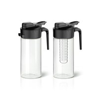 Carafe à eau en verre hermétique avec infuseur, grande capacité 1,8 L, anti-fuite, s'ouvrant à plat dans la porte du réfrigérateur, pour thé glacé et jus, avec couvercle