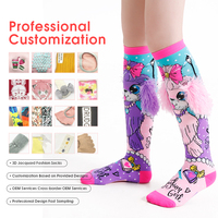 Chaussettes mi-mollet en coton avec motif chien à grandes oreilles 3D, douces, moelleuses, tricotées, absorbant la transpiration, mode hiver unisexe