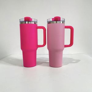 Custom Logo Light Pink H2.0 40Oz <b>Double</b> <b>Walled</b> Travel Tumbler Cup Powder Coated <b>Mug</b> for Cold Drinks - Product Image 2