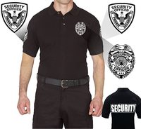 Polo de sécurité en Poly coton noir de première classe avec Badge personnalisé, uniforme de sécurité pour le personnel d'événements