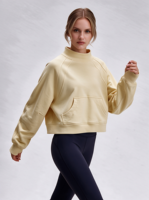 Sweat-shirt oversize pour femme à col montant, imprimé 3D en relief, en molleton de coton, pull décontracté pour l'automne