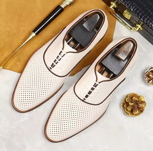 Chaussures habillées en cuir véritable pour hommes, à bout fermé, à enfiler, imperméables - Product Image 1