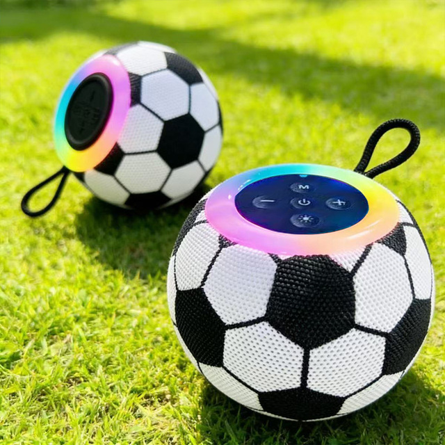Football Match Football-Shaped Wireless Speaker, Mini Portable Colorful LED Light Subwoofer