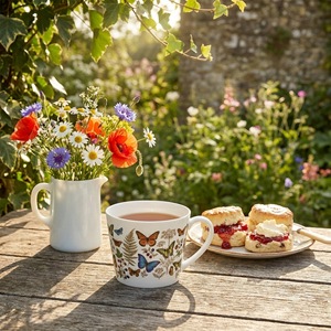 American Retro Butterfly Bone China <b>Mug</b> - Pastoral Floral Coffee Tea Water Cup - Product Image 2