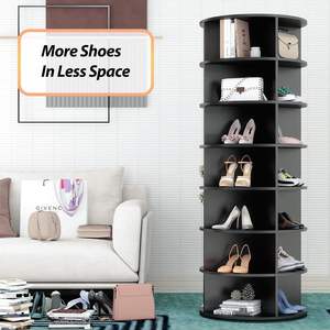 رف أحذية دوار أسود 360 درجة °   رف أحذية دوار قائم بذاته لتوفير المساحة وتنظيم الأحذية - Product Image 4