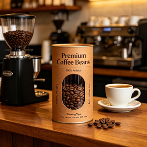 บรรจุภัณฑ์กาแฟพรีเมียมแบบหลอด อาราบิก้า 250 กรัม หลอดกระดาษคราฟท์ รีไซเคิลได้ บรรจุภัณฑ์ทรงกระบอกสำหรับกาแฟคั่วสด - Product Image 1