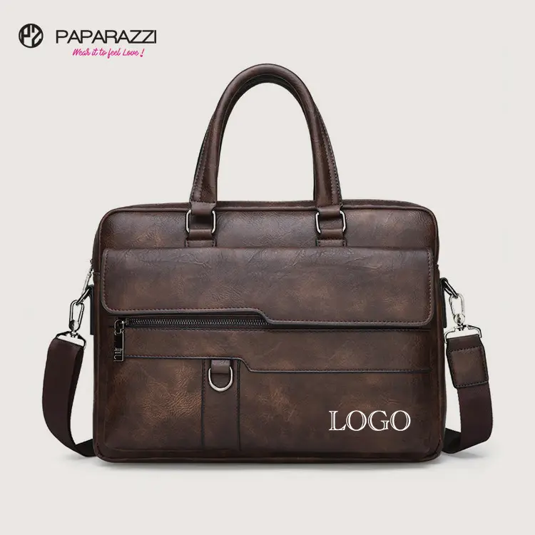 PA0441 Custom print mens leather laptop bags trendy luxury designer laptop handbag high quality vegan leather laptop bag for men