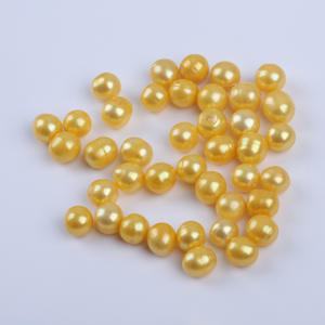 ไข่มุกน้ำจืดธรรมชาติทรงเคชิ ขนาด 8-9 มม. สีทอง ยี่ห้อ Zhuji สำหรับทำเครื่องประดับ DIY - Product Image 1