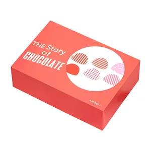 Custom logo printed orange pink 6pcs chocolate packaging gift take away rigid cardboard paper box for gift shop snack bar