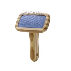 Bamboo magic soft dog grooming pet brush wood cleaning removal massage pet brush slicker