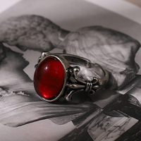 Bague tendance style Hong Kong 2026, accessoires vintage, bague ouverte en rubis pour homme, gemme ovale