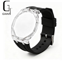Heißer Verkauf Neue Mode Maßgefertigtes 12H Hautfreundliches Flüssigsilikon-Uhrenarmband Kundenspezifisches Transparentes Plastik-Uhrengehäuse Band für Herren