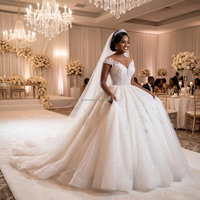 2231 Nouvelle Robe de Mariée Style Personnalisé Luxe Élégante Perles et Paillettes 2-en-1 Coupe A-line avec Traîne