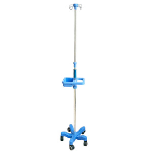 Thickened ABS adjustable IV stand, mobile with wheels, four hooks, five legs, portable IV drip bottle with plum blossom design. - Product Image 1
