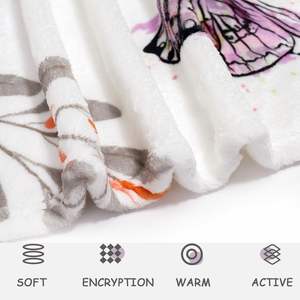 Lightweight Dragonfly Flower Print Flannel Fleece Blanket Soft Cozy Butterfly Plant Customized Throw Blanket for Sofa Couch <b>Bed</b> - Product Image 4