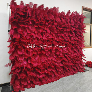 DKB nouvelle décoration de fond de mariage mur de plumes rouges de luxe décoration murale de plumes personnalisable dans n'importe quelle taille - Product Image 4