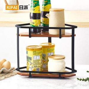 Japanese Style <b>Kitchen</b> <b>Storage</b> Rack Multi Layer Corner Triangular Bamboo Wood Shelf For Seasonings Spice Racks - Product Image 2