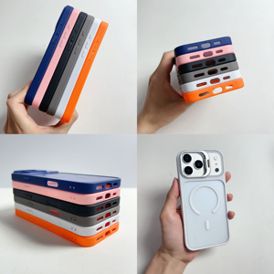 Coque de téléphone magnétique en acrylique PC dépoli de haute qualité avec cadre d'appareil photo repliable plaqué pour iPhone 17 16 15 14 13 18 Pro Max - Product Image 2
