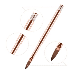 Pinceaux professionnels pour nail art en nylon avec manche métallique doré, pour détails ovales, <span class=keywords><strong>gel</strong></span>, vernis et liner 3D pour ongles - Product Image 3