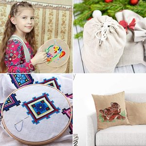Couture en lin naturel, tissu pour broderie <span class=keywords><strong>de</strong></span> couleur unie, points <span class=keywords><strong>de</strong></span> <span class=keywords><strong>croix</strong></span>, <span class=keywords><strong>aida</strong></span>, pour la fabrication <span class=keywords><strong>de</strong></span> vêtement, décoration artisanale pour le bricolage - Product Image 5