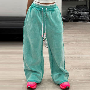 Huili Maßgeschneiderte Säuregewaschene Einfarbige Loose-Fit Jogginghose für Herren mit Umkehrstichern, Vintage Weites Bein Baggy <span class=keywords><strong>Sweatpants</strong></span> - Product Image 1
