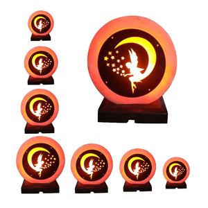 Lámpara de sal de forma redonda de color rosa oscuro del Himalaya, placa de diseño de madera Ayat 3D, empresa Sian - Product Image 2