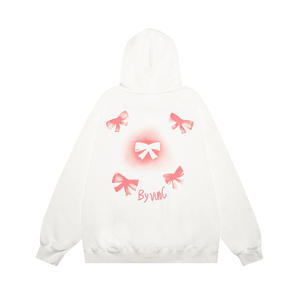 Nuevas Sudaderas con Capucha para Mujer, Personalizadas con Logotipo Bordado, Forradas, de Felpa Otoñal, con Estampado de Lazo Dulce - Product Image 1