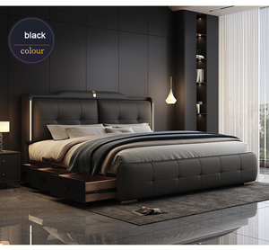 Juego de Muebles de Dormitorio Modernos y Económicos, Cama Tapizada de Cuero, Cama Doble de 180*200, Estructura de Cama Suave, Tamaño King, Queen, Elegante Cama con Almacenamiento - Product Image 4