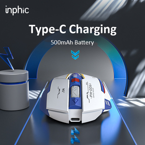 Chuột không dây Inphic F9 2.4G, chuột chơi game SciFi Mecha sạc lại được, độ phân giải 2400dpi, chuột quang văn phòng cho laptop <span class=keywords><strong>PC</strong></span>, sạc nhanh Type-C - Product Image 3