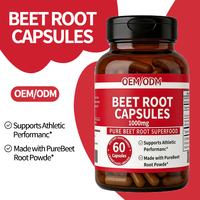 Capsules de racine de betterave 1000 mg - Superaliment pur, complément alimentaire pour adultes, soutien énergétique pour les performances sportives, 2 capsules par portion, 60 capsules