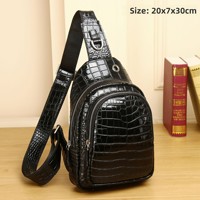 Tas dada pria bermotif buaya, tas selempang fashion kelas atas, tas dada outdoor multi-layer berkapasitas besar