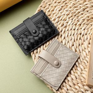 Tarjetero Delgado de Cuero PU Vintage, Estuche para Tarjetas de Identificación Tejido, Cartera Pequeña para Tarjetas de Crédito para Hombres y Mujeres - Product Image 2