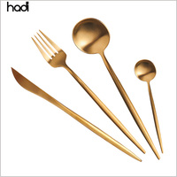 Ensemble de couverts HADI Restaurant 1810 Export Bule Gold en acier inoxydable 304, couteaux et fourchettes, compatibles lave-vaisselle, provenant du Guangdong