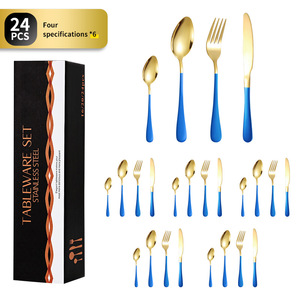 Juego de cubiertos de acero inoxidable de 24 piezas, 6 juegos de 4 piezas de cuchillo, tenedor y cuchara, vajilla para catering y regalos - Product Image 2