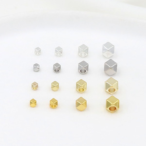 ลูกปัดทรงเพชรเคลือบทอง 14K ทำจากทองแดงเหลี่ยมเพชรพลอย สำหรับทำเครื่องประดับ DIY ขนาดกลาง D15 - Product Image 3