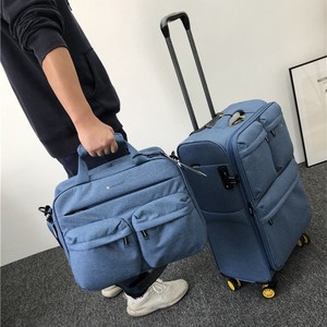 Oxford Cloth Luggage 20 Inch Carry On 4 <b>Wheels</b> Solid Color Zipper Opening Leisure Travel Suitcase - Product Image 3