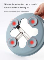 Ensemble de 4 bols pour enfants en acier inoxydable 304, avec ventouse amovible, manchon en silicone, design compartimenté, vaisselle pour tout-petits, sans BPA