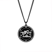 Collier pendentif en acier inoxydable de couleur noire roi Asmoday Sigil, origine démon, sceau moindre clé de salomon Goetia amulette Talisman