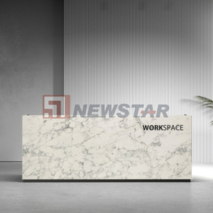 Mostrador de Recepción Personalizado de Mármol Natural de Lujo, Color Emperador Oscuro, para Salón de Belleza u Hotel - Product Image 2