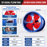 Ventilateur axial industriel 500-2 220V/380V, type conduit, haute/moyenne vitesse, pour ventilation de cuisine, entrepôt, atelier