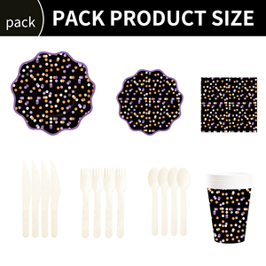 DAMAI Colorful Dot Halloween Party Supplies Serve 8 Disposable Tableware Set for Birthday Party Game Day Paper Plates and Napkin - Product Image 6