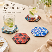 Sous-verre en céramique personnalisé, impression UV, écologique, résistant à la chaleur, antidérapant, réutilisable, motif hexagonal original pour la maison et la cuisine