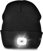 Etsfmoa Bonnet rayé unisexe avec lumière, cadeaux pour homme, père, USB rechargeable, 100% coton, hiver