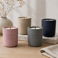 Bougie parfumée en verre avec logo personnalisé en relief, parfum thé blanc et rose, écologique, faite à la main, pour la maison, Diwali, fête des pères