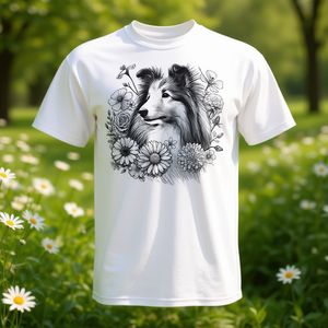 T-shirt floral Shetland Sheepdog Dog Sheltie à fleurs pour femmes - Product Image 3