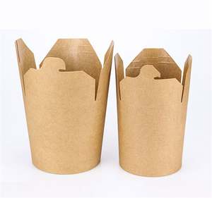 Упаковка для рисовой лапши, крафт-черный бумажный контейнер на вынос, коробка для лапши, эко-пищевая лапша, 16 унций, 26 унций, 32 унции - Product Image 4